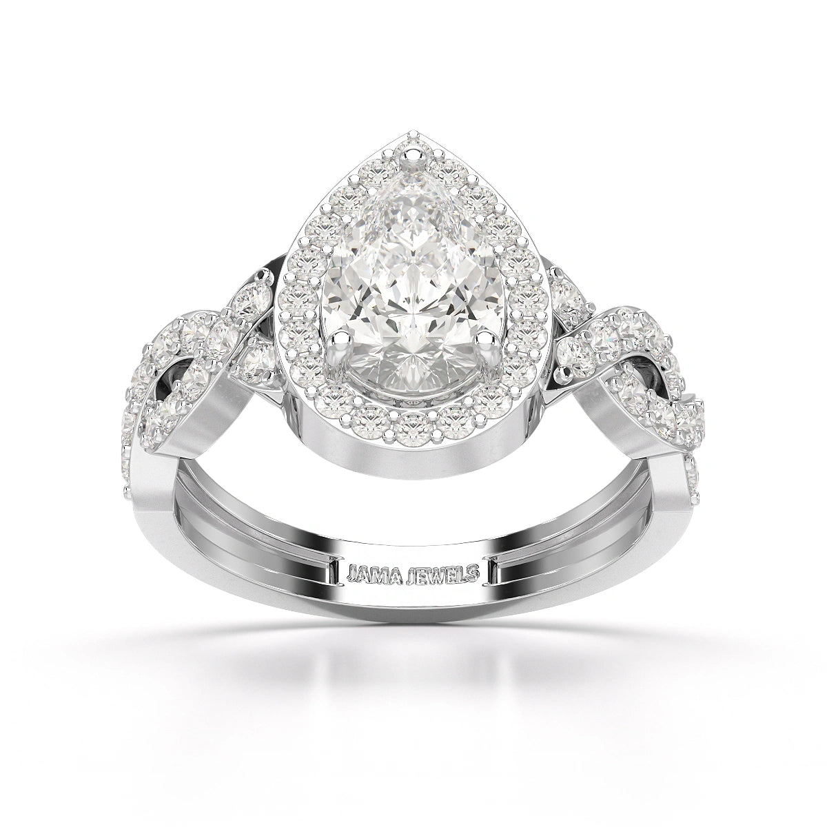 2.04 CT Pear Cut Halo Lab Diamond Ring