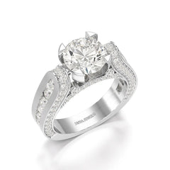 3.4 CT Cushion Cut Solitaire Lab Diamond Ring Jama Jewels