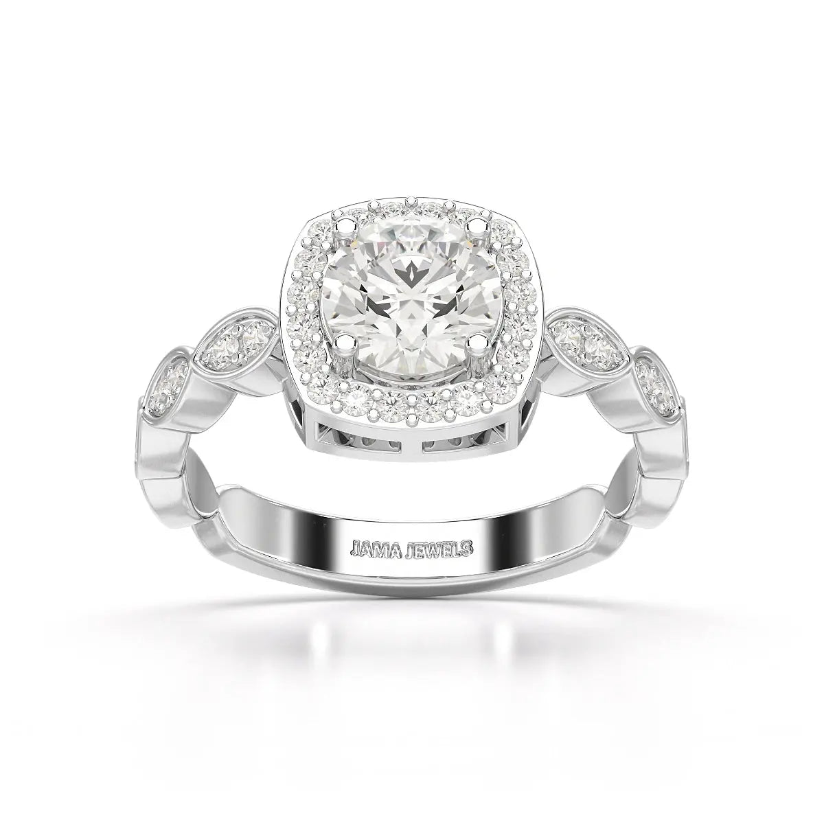 1.57 CT Cushion Cut Solitaire Halo Lab Diamond Ring