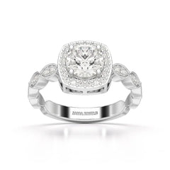1.57 CT Cushion Cut Solitaire Halo Lab Diamond Ring
