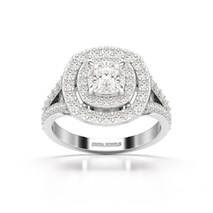 1.83 CT Cushion Cut Halo Lab Diamond Ring