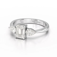 1.4 CT Three Stone Emerald/Pear Cut Lab Diamond Ring