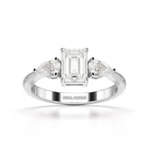 1.4 CT Three Stone Emerald/Pear Cut Lab Diamond Ring