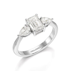 1.4 CT Three Stone Emerald/Pear Cut Lab Diamond Ring