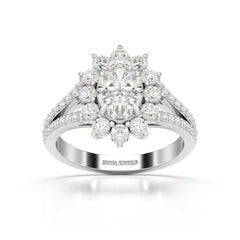 1.94 CT Oval Cut Halo Lab Diamond Ring