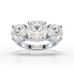 Round Lab Diamond Three Stone 6.07 CT Wedding Ring - Jama Jewels