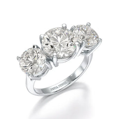 Round Lab Diamond Three Stone 6.07 CT Wedding Ring - Jama Jewels