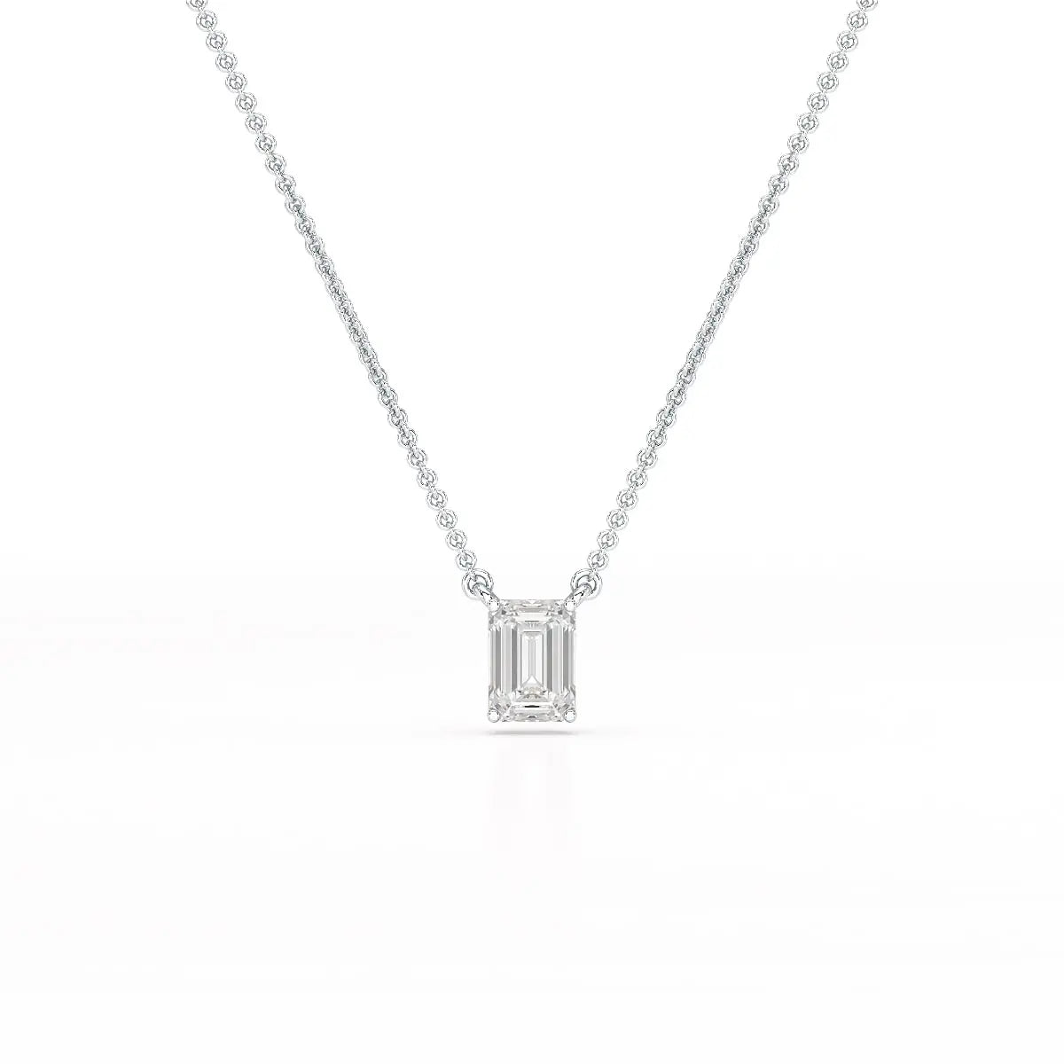 1 CT Emerald Cut Lab Grown Diamond Solitaire Pendant