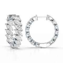 3.4 CT Marquise Cut Lab Diamond Hoop Earrings Jama Jewels