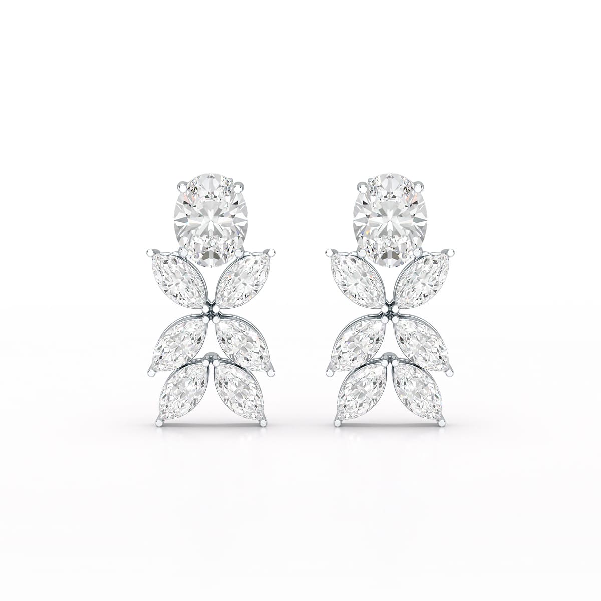 6.45 CT Marquise and Oval Cut Drop Earrings