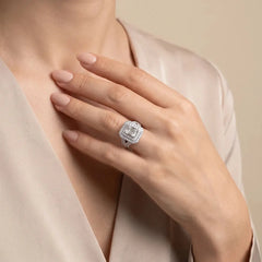 1.70 CT Baguette Layered Halo Diamond Ring