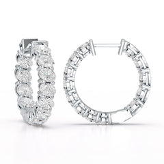 3.9 CT Oval Cut Lab Diamond Hoops Earrings