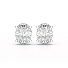 1 CT Oval Pair Solitaire Lab Diamond Stud Earrings