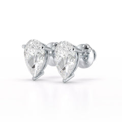 1.0 CT Pear Shaped Lab Diamond Stud Earrings