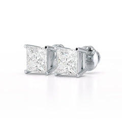 Single Princess Cut Lab Diamond Stud Earrings