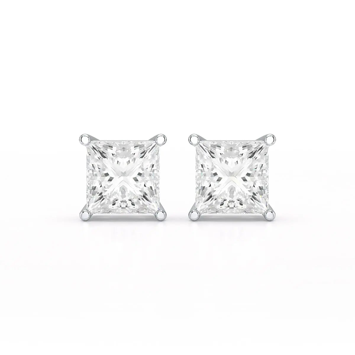 Single Princess Cut Lab Diamond Stud Earrings