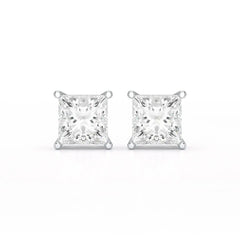 Single Princess Cut Lab Diamond Stud Earrings