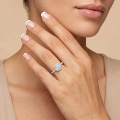1.54 CT Cushion Halo Diamond Ring