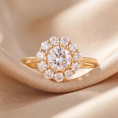 1.30 CT Round Halo Cluster Diamond Ring Jama Jewels