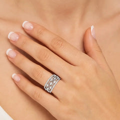1.75 CT Marquise & Round Cut Lab Diamond Five Row Ring