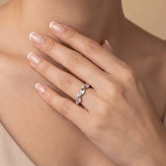 0.35 CT Marquise Cut Lab Diamond Half Eternity Ring