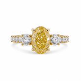 2.20 CT Three Stone Oval & Round Cut Ring With Side Diamonds