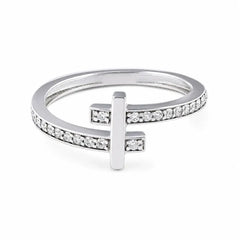 0.15 CT Round T-motif Pavé Diamond Ring