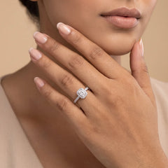 0.80 CT Radiant Halo Diamond Ring