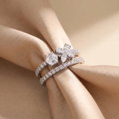 1.10 CT Multi Shape Flower Diamond Ring
