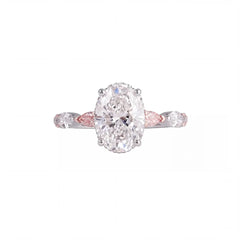 3.85 CT Oval & Pink Marquise Hidden Halo Diamond Ring Jama Jewels