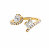 1.10 CT Pear & Emerald Open Diamond Ring