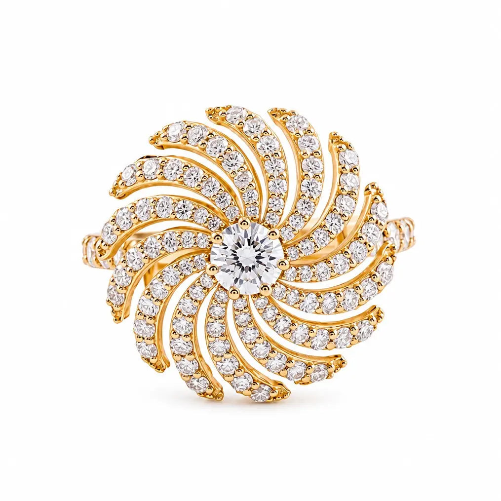 1.45 CT Round Swirl Pavé Diamond Ring
