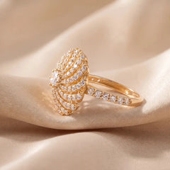 1.45 CT Round Swirl Pavé Diamond Ring Jama Jewels