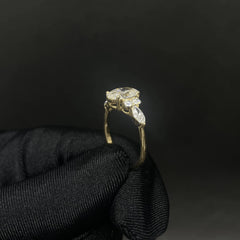2.08 CT Oval Cut Lab Diamond Ring with side diamonds (Ready for Delivery)