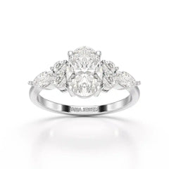 2 CT Oval Shaped Round Lab Diamond Ring Jama Jewels
