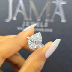 3.5 CT Lab Diamond Halo Pear Cut Ring (Ready for Delivery)