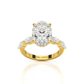 3.40 CT Oval Cut Ring with Marquise & Round Cut Side Diamonds Jama Jewels