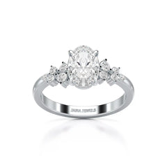 1.80 CT Oval Cut Ring with Round Side Diamonds