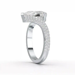 2.55 CT Pear Cut Twisted Ring with Round Diamonds