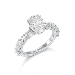 3.40 CT Oval Cut Ring with Round Diamonds in Pave Setting Jama Jewels