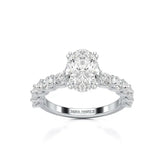 3.40 CT Oval Cut Ring with Round Diamonds in Pave Setting Jama Jewels