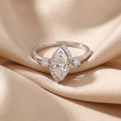 1.25 CT Marquise Asymmetrical Cluster Diamond Ring
