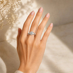 1.45 CT Round Cut Diamond Bypass Ring with Pear & Round Diamonds Jama Jewels