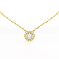 0.60 CT Round Cut Halo Lab Diamond Chain Pendant Jama Jewels