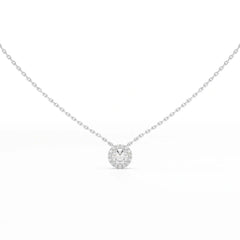 0.60 CT Round Cut Halo Lab Diamond Chain Pendant Jama Jewels