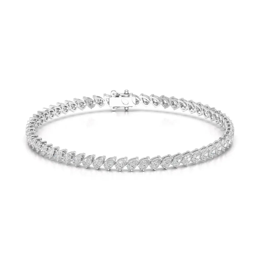5.30 CT Pear Cut Diamond Bezel Tennis Bracelet White Gold