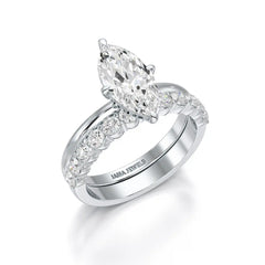 2.65 CT Marquise Cut Double Solitaire Ring with Side Diamonds