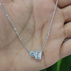 2.7 CT Round and Emerald Cut Lab Diamond Chain Pendant (Ready for Delivery)