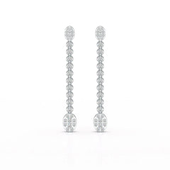 0.89 CT Lab Diamond Dangle Drop Wedding Earrings - Jama Jewels