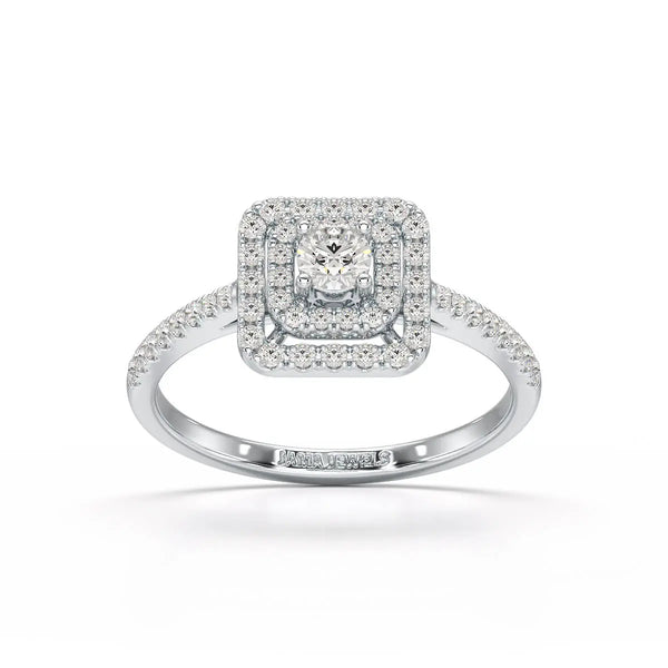 0.52 CT Round Cluster Halo Diamond Ring